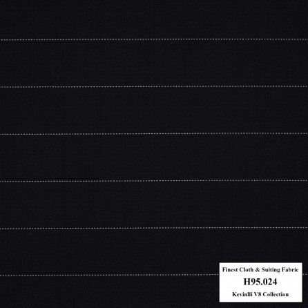 H95.024 Kevinlli V8 - Vải Suilt 90% Wool - Xanh đen sẫm sọc